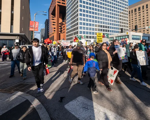 Hundreds rally in downtown St. Louis against ICE, citing raids, detentions and deportation policy disputes